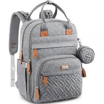 BabbleRoo Mochilas de Pañales para Bebé, Gran Capacidad Mochila de Cambio Bolsa para Pañales con Cambiador y Porta Chupones para Mamá y Papá