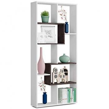 Estantería Reversible, Librería Oficina, Modelo Kawa, Acabado en Color Blanco Artik Y Oxido, Medidas: 180 cm