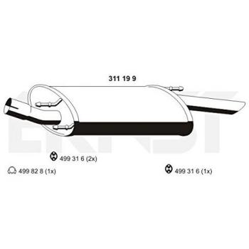 Silenciador trasero ERNST 311199 para Ford Fiesta 4