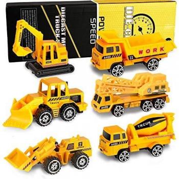 XDDIAS Mini Modelos de construcción, 6 Pcs Aleación Modelo Camiones de Juguete, Diecast Metal Vehículos de Coches Camión Excavadora Navidad Cumpleaños Regalo para Niño 3 Años