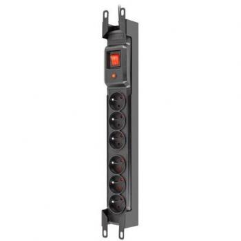 Regleta protectora Armac Multi M6 Rack 19 con 6 enchufes, cable de 3 metros, color negro