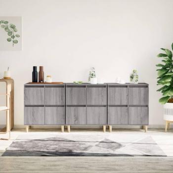Aparador de madera contrachapada gris Sonoma 3 piezas 60x35x70 cm