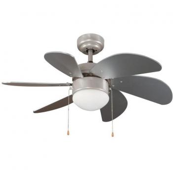 Ventilador de techo AC Tabit 1xE27 para estancias pequeñas de acero y difusor de cristal
