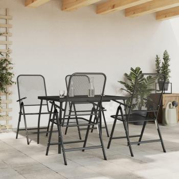 Juego de comedor de jardín 5 piezas malla metálica antracita