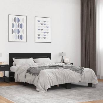 Estructura de cama 120x190 cm de madera de ingeniería y metal negro