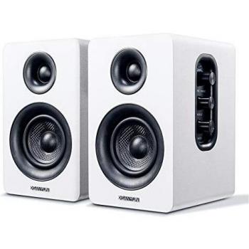 Sanyun SW208 Altavoces de estantería Activos Bluetooth 5.0 de 3- Unidad de Altavoz de Fibra de Carbono de 60W - DAC Integrado de 24bits - Altavoces para Juegos de Monitor de computadora