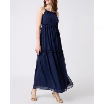 Vestido largo triple onda azul marino Naf Naf 36