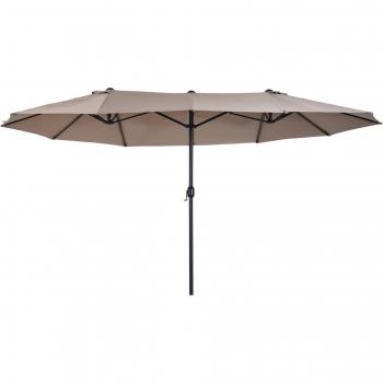 Outsunny Sombrilla Doble con Manivela Protección Solar UV Resistente al Agua 240x460x270 cm Color Marrón Claro