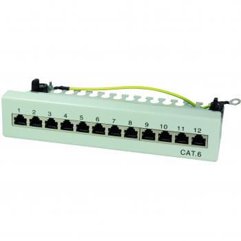 Panel de parcheo LogiLink NP0017A 12 puertos RJ45 Cat.6 blindado escritorio/gris
