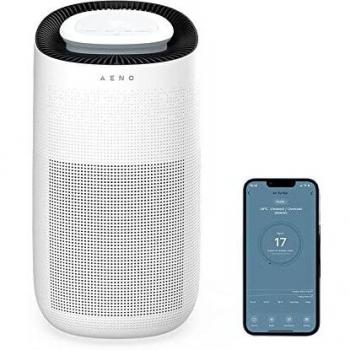 Purificador de Aire AENO AP1S con Filtro HEPA, Lámpara UV y Conectividad App para 50m² en Color Blanco/Negro