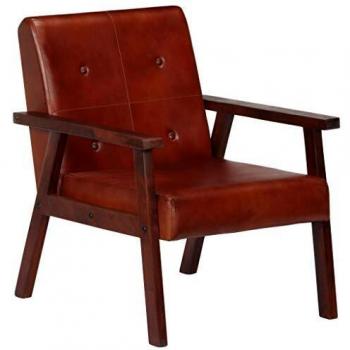 SengentoStyle Fauteuil 61x70x74 cm echt leer bruin