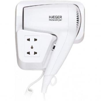 Secador de Pelo Haeger Hotel Dryer con Soporte de Pared 1200W, 1 Velocidad y 1 Nivel de Temperatura, Tomada Eléctrica Internacional