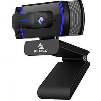 NexiGo N930AF 1080p Webcam con Micrófono Estéreo, Enfoque Automático y Cubierta de Privacidad, USB Cámara Web para Streaming en Vivo, Compatible con Zoom/Skype/Teams, Mac Portátil y Computadora