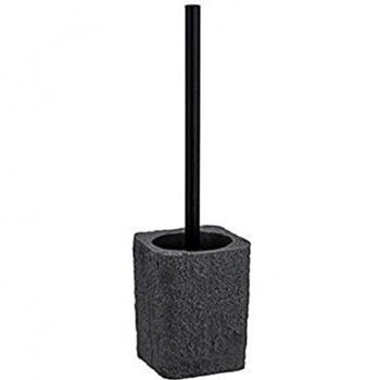 WENKO Escobillero WC Villata gris - Portaescobillas para el WC, Poliresina, 11.2 x 37 x 10 cm, Antracita