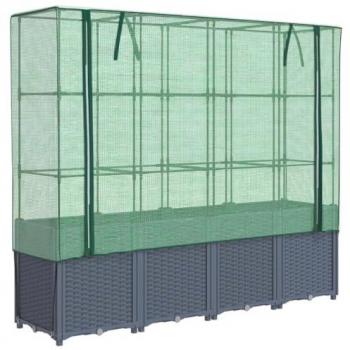 vidaXL Raised Bed with Greenhouse Cover Rattan Look 160x40x153 cm