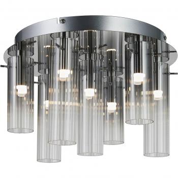 Plafón LED Korvitha, 7 luces, gris, cristal