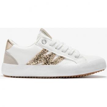 Zapatillas deportivas de niña Conguitos con logo lateral en glitter B&W, color blanco-plata, talla 33