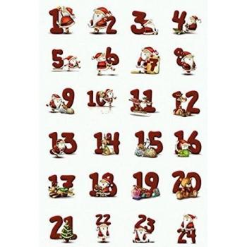 Etiqueta Decorativa de Adhesivo para Calendario de Adviento HERMA 15071, Números 1-24, 72 Piezas en 3 Hojas, Diseño Navideño