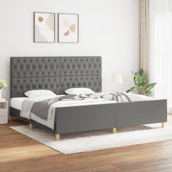 Cama Tsunbed con cabecero de tela gris oscuro 200x200 cm
