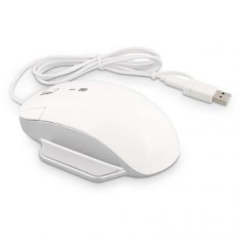 Ratón LMP Elite Pro Ergonomico USB-C/USB-A 6400 DPI Blanco y Plata