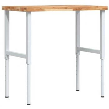 Banco de trabajo rectangular madera maciza 100x60x(73-99,5) cm