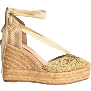 Sandalias de Mujer Corina Cuña Esparto M4296 Color Oro