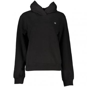 Elegant Black Hooded Sweatshirt with Logo - Size S