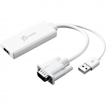 j5create JDA214 VGA to HDMI Video Audio Adapter White