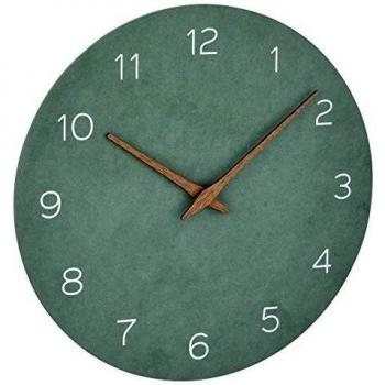 Reloj de Pared TFA-Dostmann 60.3054.04 en Efecto Madera Verde Jade con Movimiento de Cuarzo