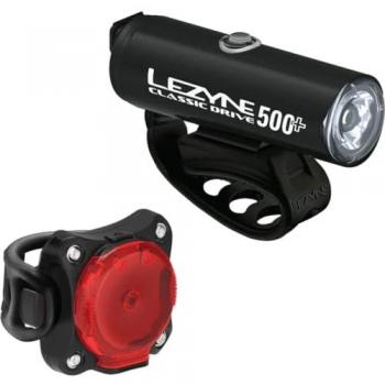 Lezyne Conjunto De Luces Classic Drive 500+ y Zecto Drive 200+, incluye luz delantera de 500 lúmenes y luz trasera de 200 lúmenes, diseño compacto, múltiples modos de iluminación, batería rec