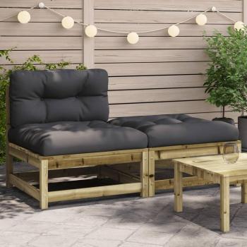 Sofá de jardín sin apoyabrazos con almohadas y reposapiés vidaXL