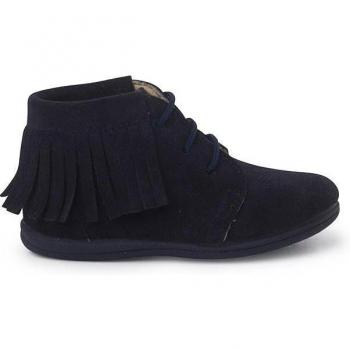 Botas de bebés de piel con flecos y cordones para primeros pasos