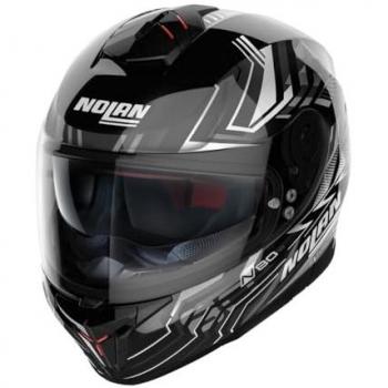 Nolan Casco Integral N80-8 Turbolence N-Com Negro-Gris-Plata (M)