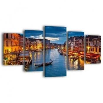 Lienzo Venedig Canale Grande lw196 pared Imagen, imagen sobre lienzo, 5 piezas, 210 x 100 cm, de impresión Canvas, XXL imágenes, Bastidor imagen, madera contrachapada, imagen, marco de madera, Italia, Venecia, Góndola