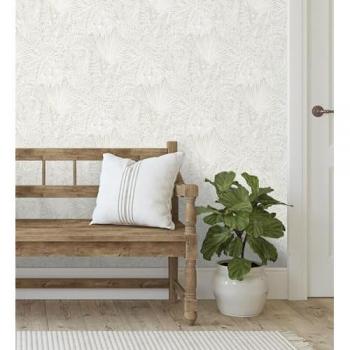 Papel Pintado Vinílico Ecológico Selva Tropical Hojas Fondo Claro 10 m x 0,52 m - Jacaranda 682476 de GAULAN