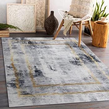 Alfombra Lavable Andre Vintage Antideslizante - Gris/Oro 80x150 cm