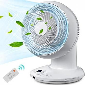 Zhao Ventilador de Mesa Circulación de Aire, Ventilador Potente Silencioso 39W con Mando a Distancia, 8H Temporizador, 360 ° Oscilación, 4 Velocidades para Oficinas y Dormitorios