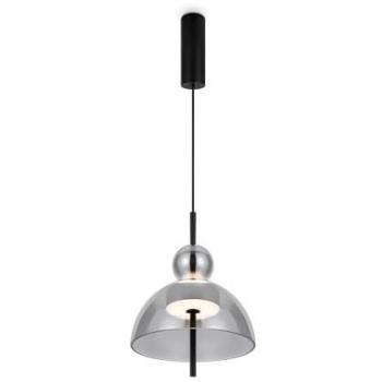 Lámpara colgante Maytoni Bangkok, forma esférica, gris ahumado, Ø 25 cm, vidrio, LED incluido, luz cálida