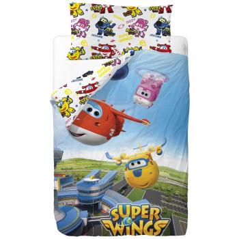 Super Wings Saco Nórdico para Cama, Algodón-Poliéster, Multicolor, Individual, 190x90x25 cm, 2 Unidades