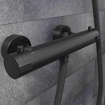 Grifo mezclador termostático para ducha LONDON negro