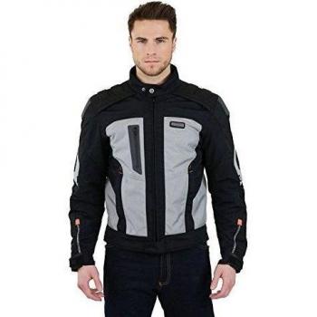 Nerve Chaqueta de Moto Corta Jomo Grand, Negro/Gris Claro, 3XL