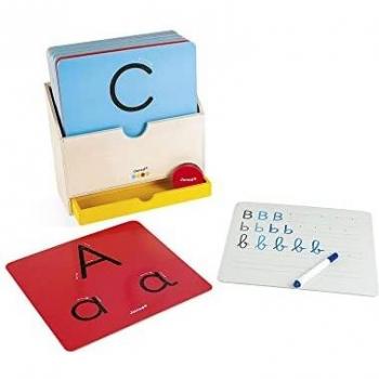 Janod - Essentiel - Aprender a Escribir - Juego Educativo de Madera para Niños Pequeños - Aprender Las Letras y a Leer - Pintura al Agua - A partir de 3 Años, J05074