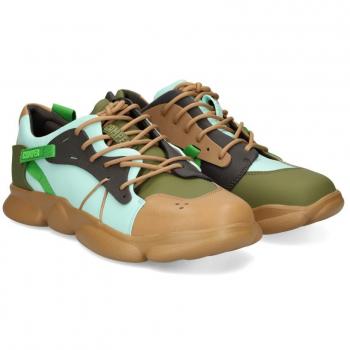 CAMPER Twins Sneakers for Men - Brown/Green/Blue, Size 43, Smooth Leather/Cotton Fabric