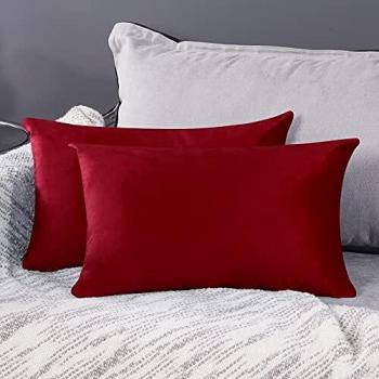 Deconovo Fundas para Cojines de Almohada del Sofá Cubierta Suave Decorativa Protector para Hogar 2 Piezas 30 x 50 cm Rojo