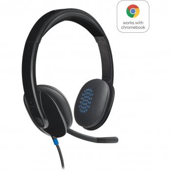 Logitech H540 USB Headset with Laser-Tuned Speakers, Noise-Cancelling Microphone, On-Ear Controls, Padded Headband, Wired Connection for Office/Call Center, 20 - 20000 Hz Frequency Response, 1