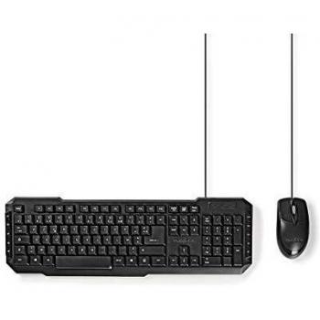 NEDIS Ratón y Teclado Conjunto Set de Ratón y Teclado con Cable | Ratón de 800 PPP | Internacional para EE. UU. Belgian 1.5 m