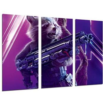 Set de Cuadros Decorativos de Superhéroes en Madera - Rocket Raccoon y Los Vengadores, Impresión Digital XXL