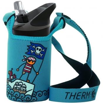 Laken Kids Thermo Insulated Stainless Steel Water Bottle Wide Mouth Drinking Cap w/Straw - 12 Ounce, Kukuxumusu Patapalo w/Cover
