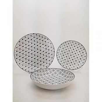Oroley - Vajilla Porcelana Completa Hana | Moderna | 12 Piezas | Blanco | Platos | Original