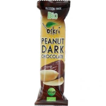 Oskri Barritas de Cacahuete con Chocolate Orgánicas, Sin Gluten, Veganas, 53g - Caja de 20 Unidades
